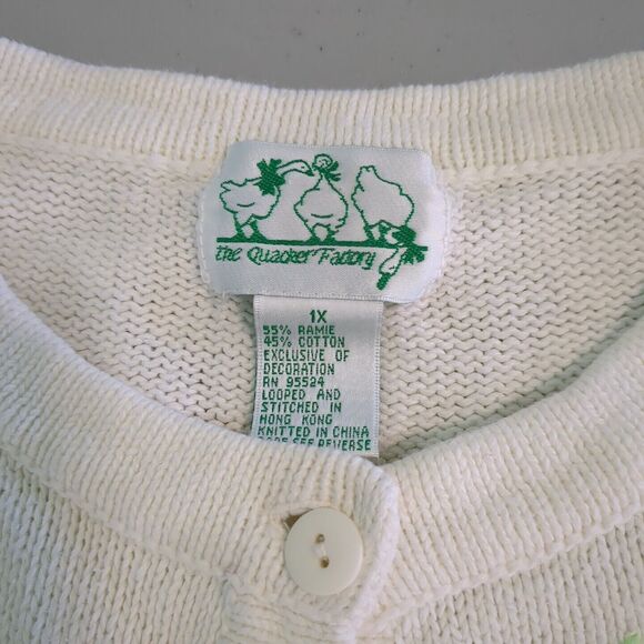 The Quacker Factory Sweater Cardigan 1x spring birdhouse Embroidered Grandma - Picture 8 of 8